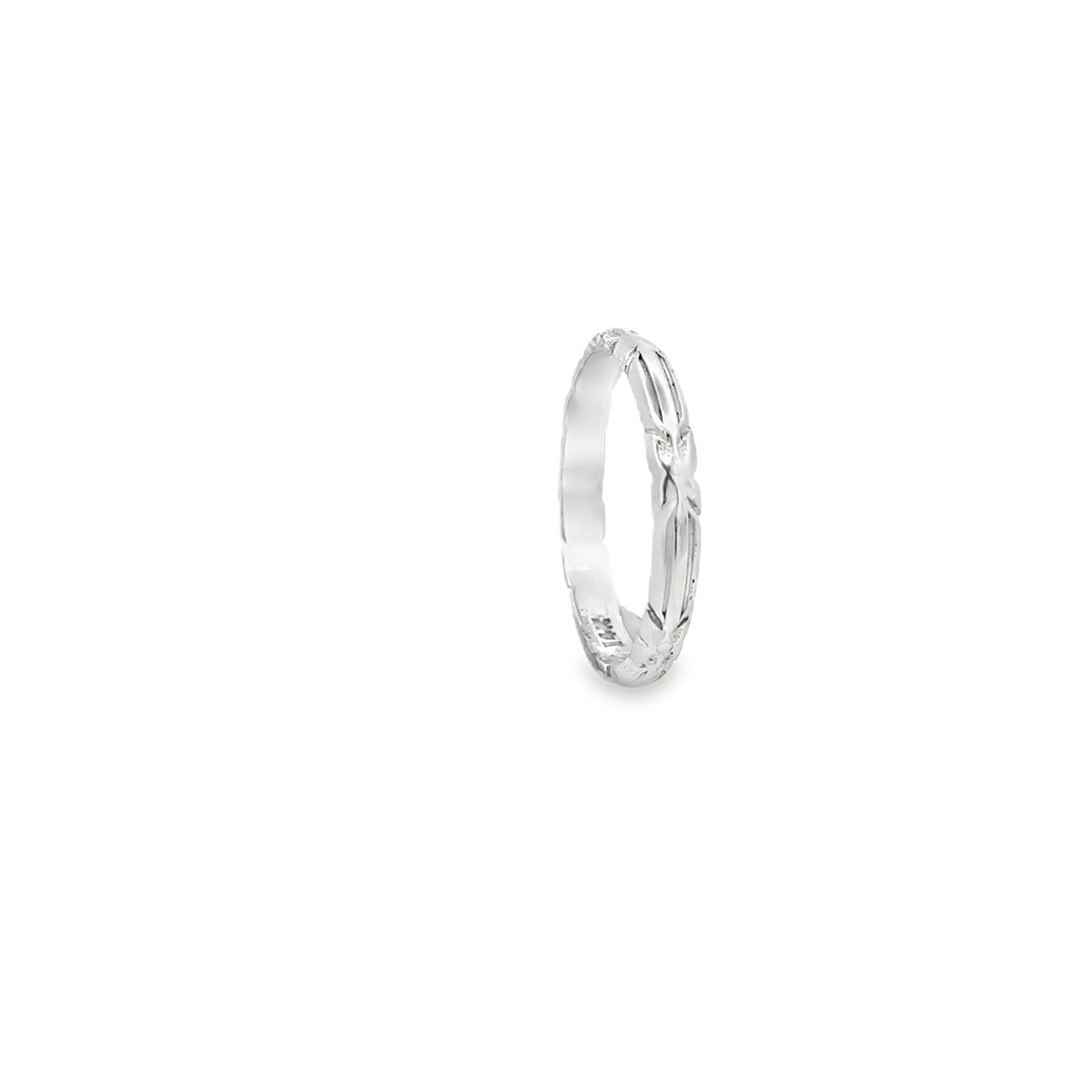 14kt white solid gold vintage band