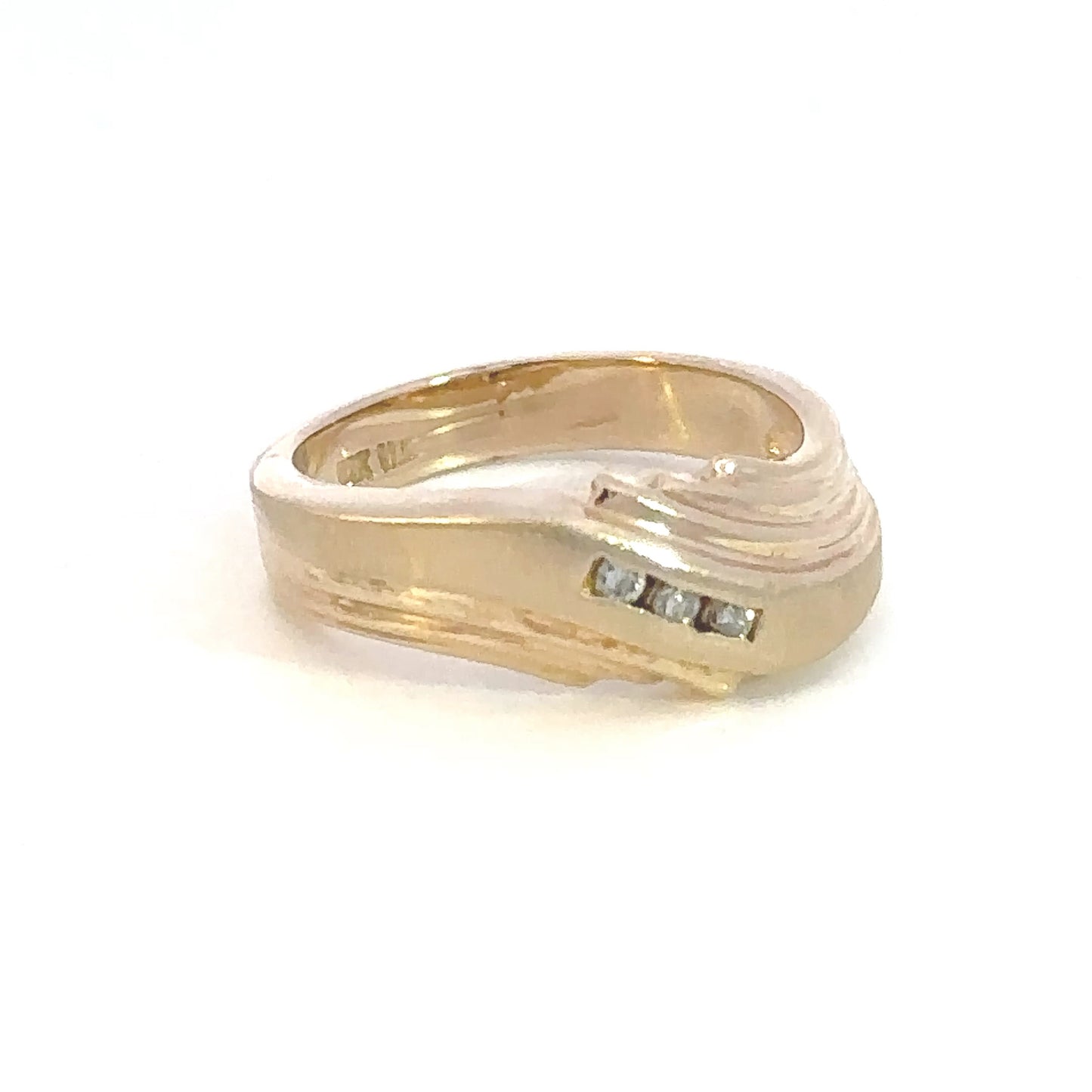 14kt yellow solid gold Vintage diamond wedding band
