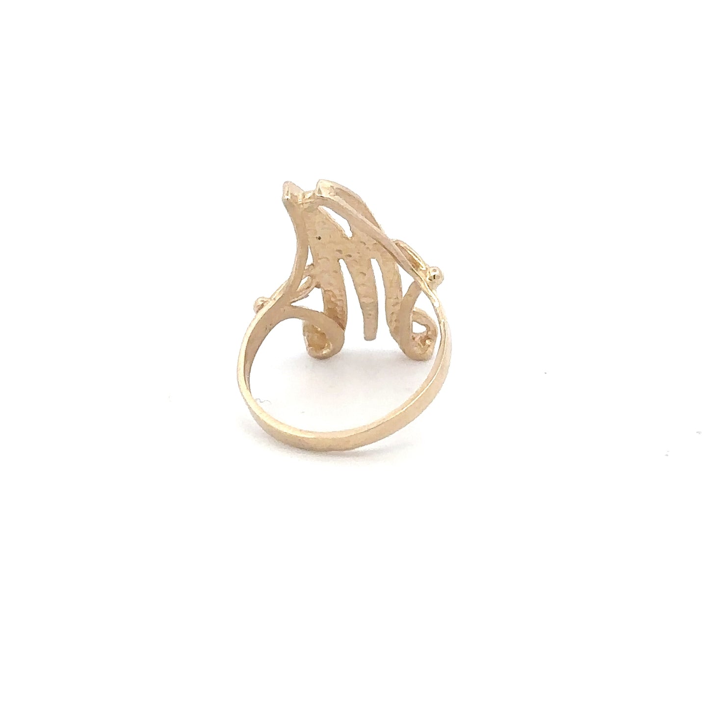 Vintage 14K Yellow Gold Initial “M” Ring | Ornate Script Letter Ring |