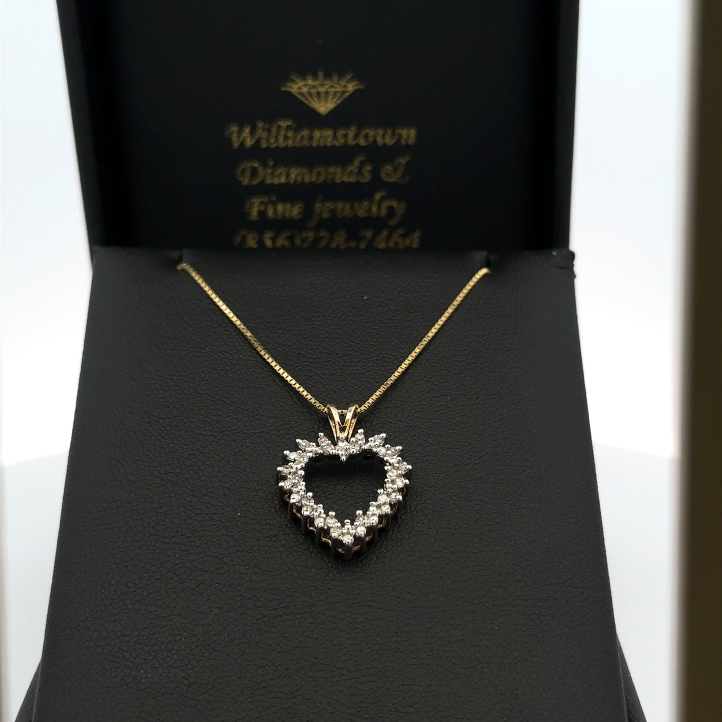 Vintage Solid 10kt Yellow Gold Diamond Open Heart Pendant | Diamond Heart Charm