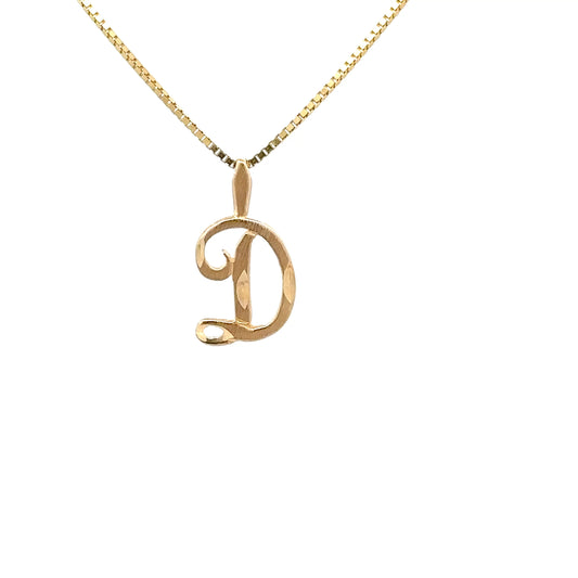 14kt Yellow Gold D initial Charm