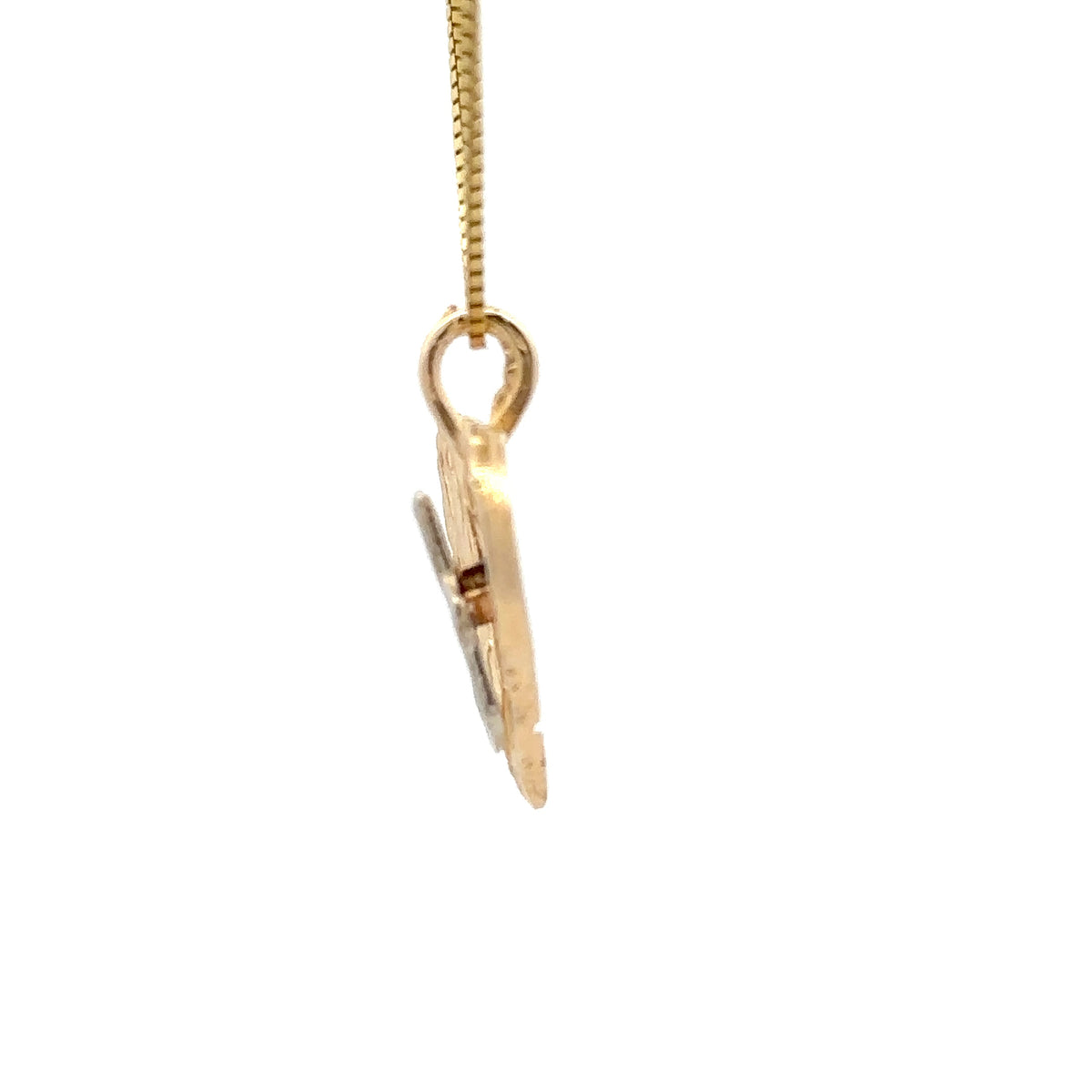 14K Yellow Gold Heart Initial J Pendant – Two Tone Letter Charm – Personalized Initial Jewelry