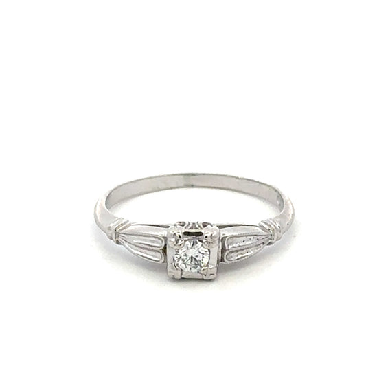Vintage 14kt solid White Gold Diamond Engagement/Promise  Ring