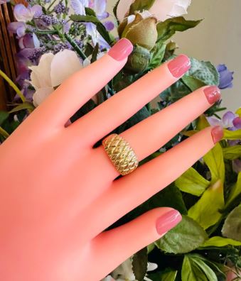 14kt yellow solid gold wide dome ring