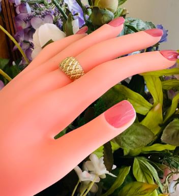14kt yellow solid gold wide dome ring