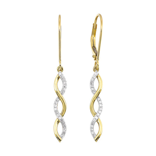 10KT YELLOW GOLD TWISTED DANGLE EARRINGS