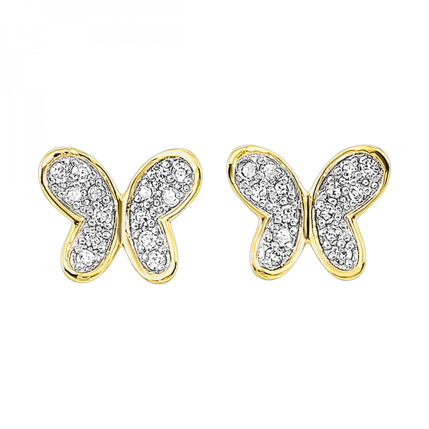 Gold Diamond Butterfly Stud Earrings