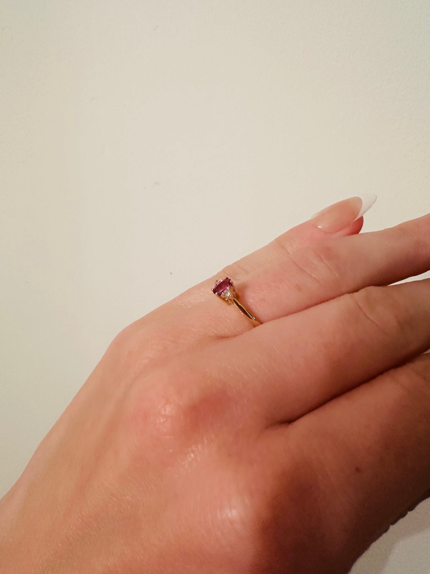 14kt yellow solid  gold ruby and diamond vintage ring
