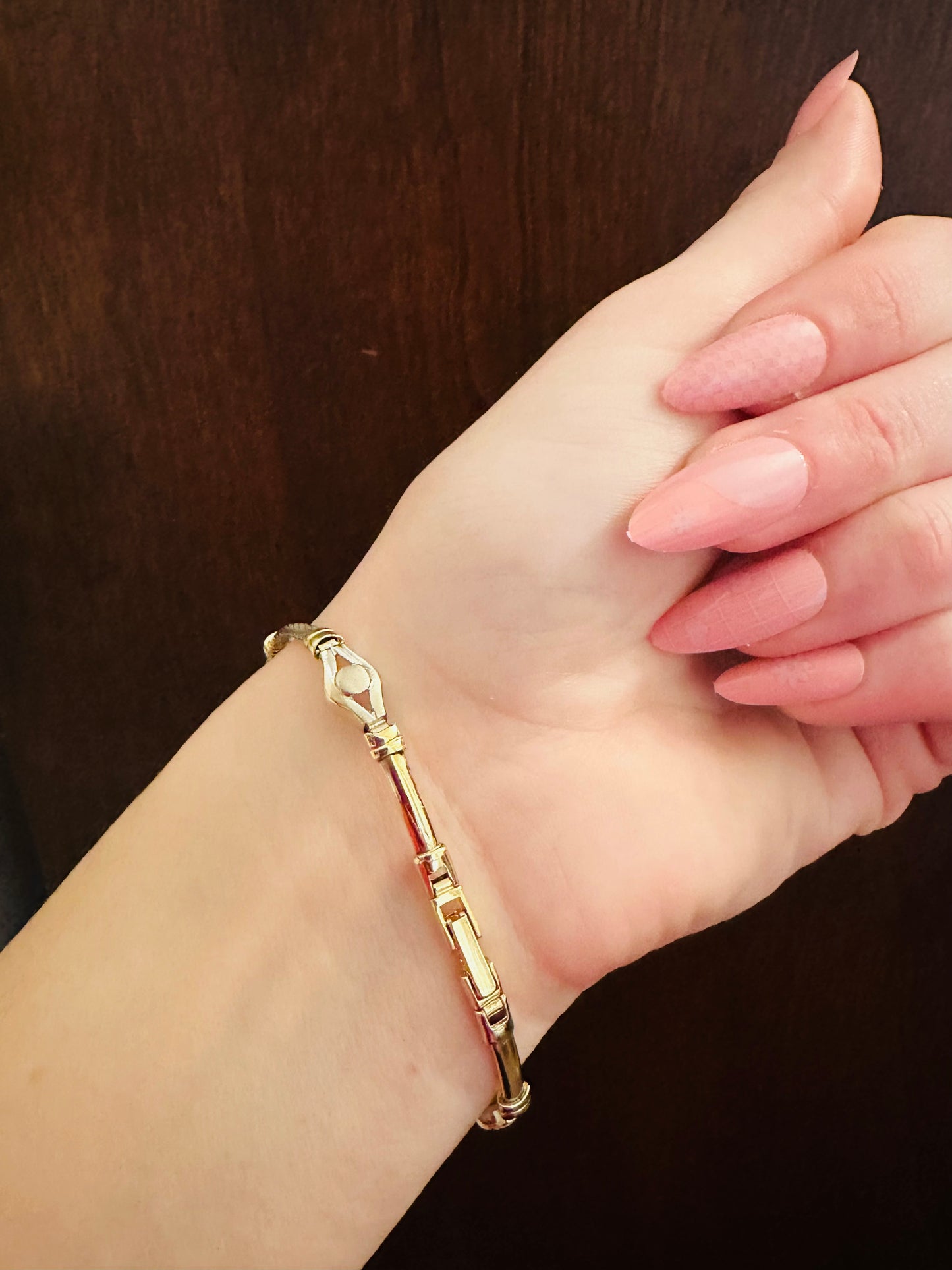 14kt  yellow and white  solid gold designer link  bracelet vintage