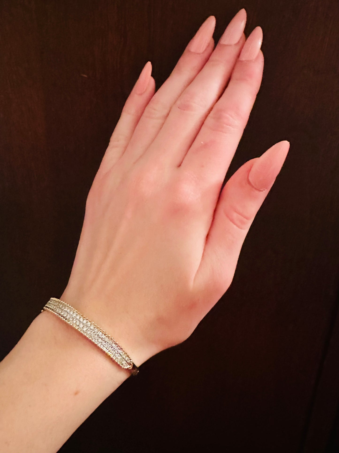 14kt yellow solid gold  diamond bangle bracelet