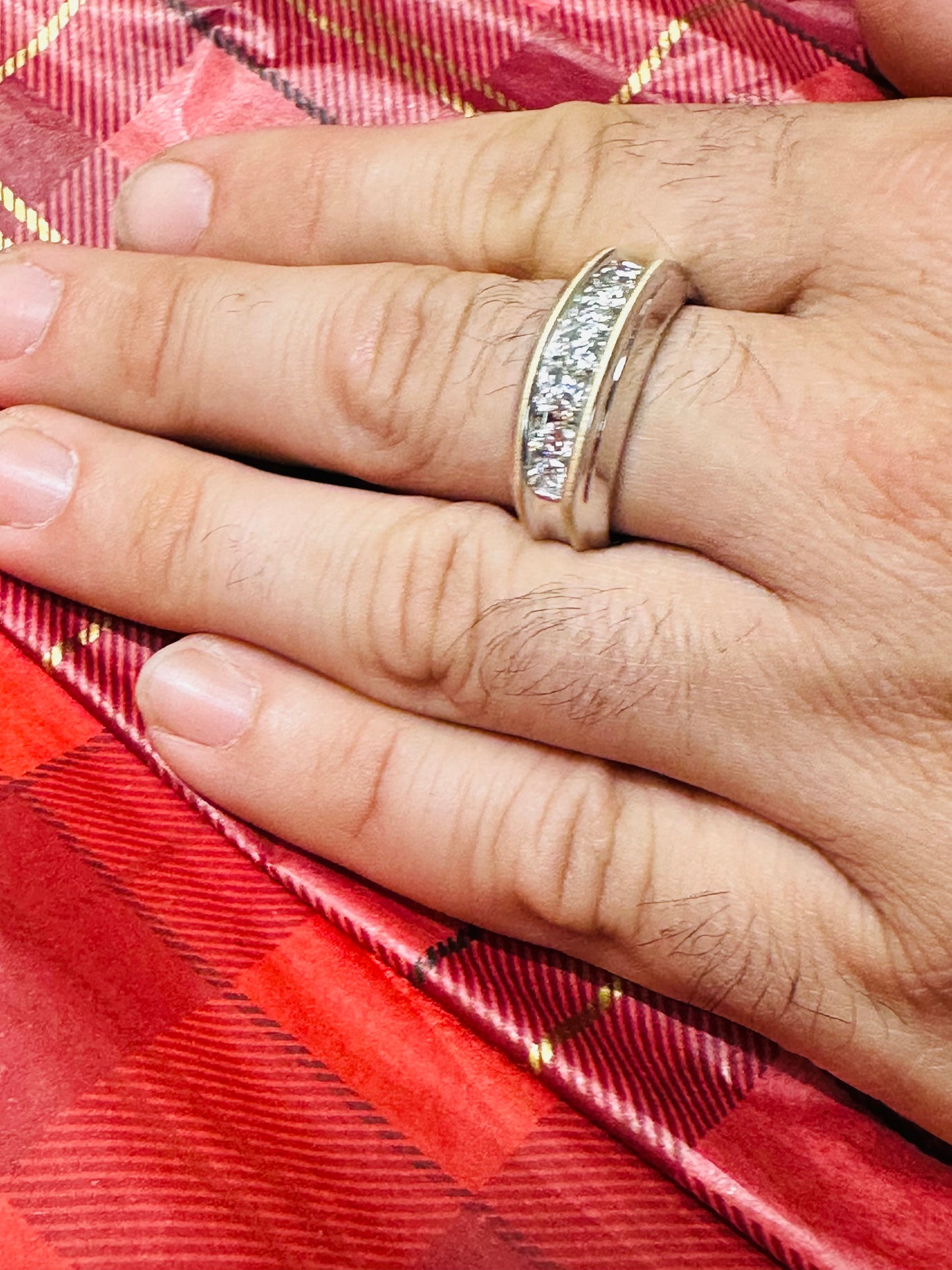 14kt white solid gold diamond men's ring estate