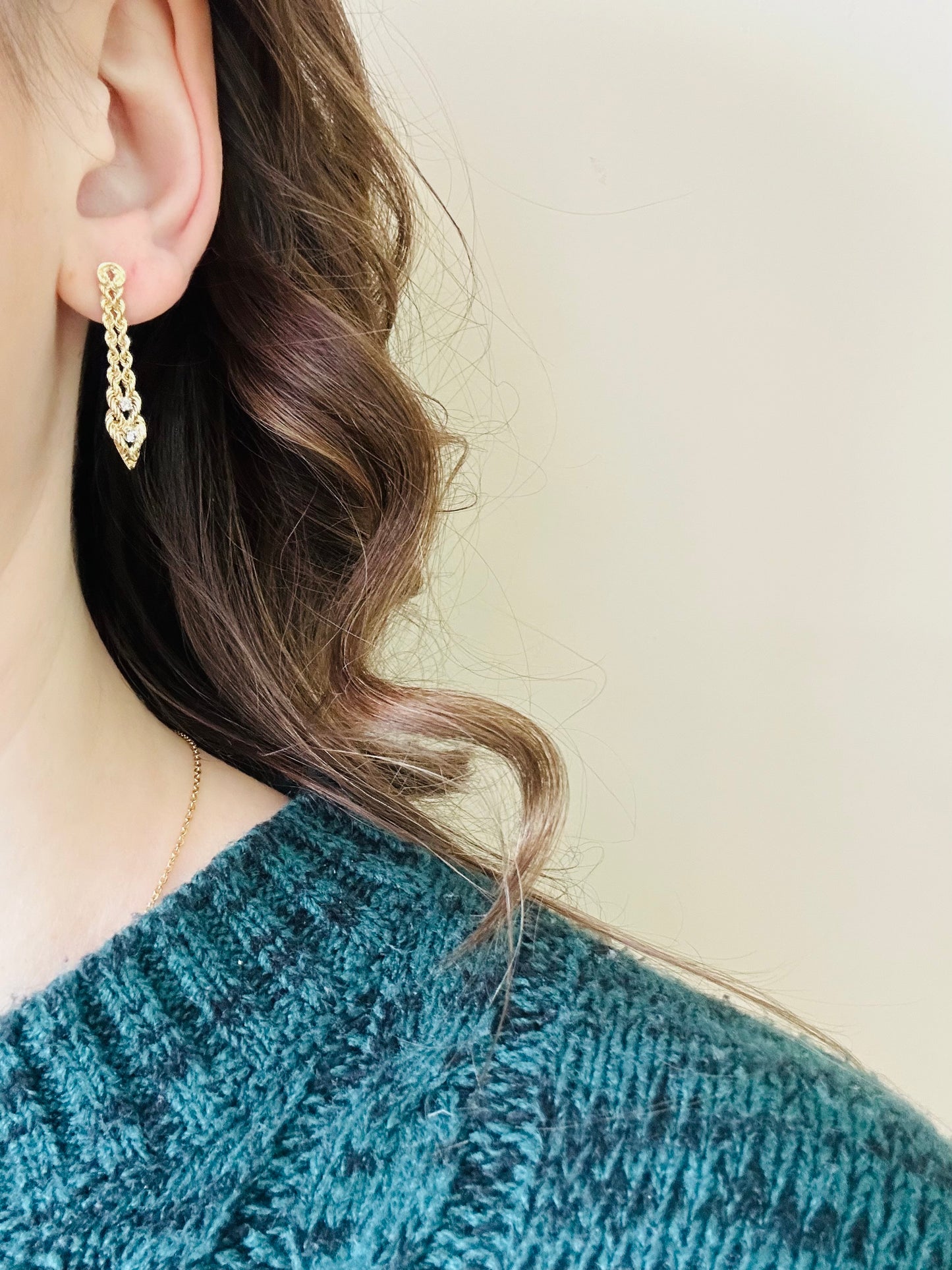 14kt yellow gold vintage rope earrings dangle