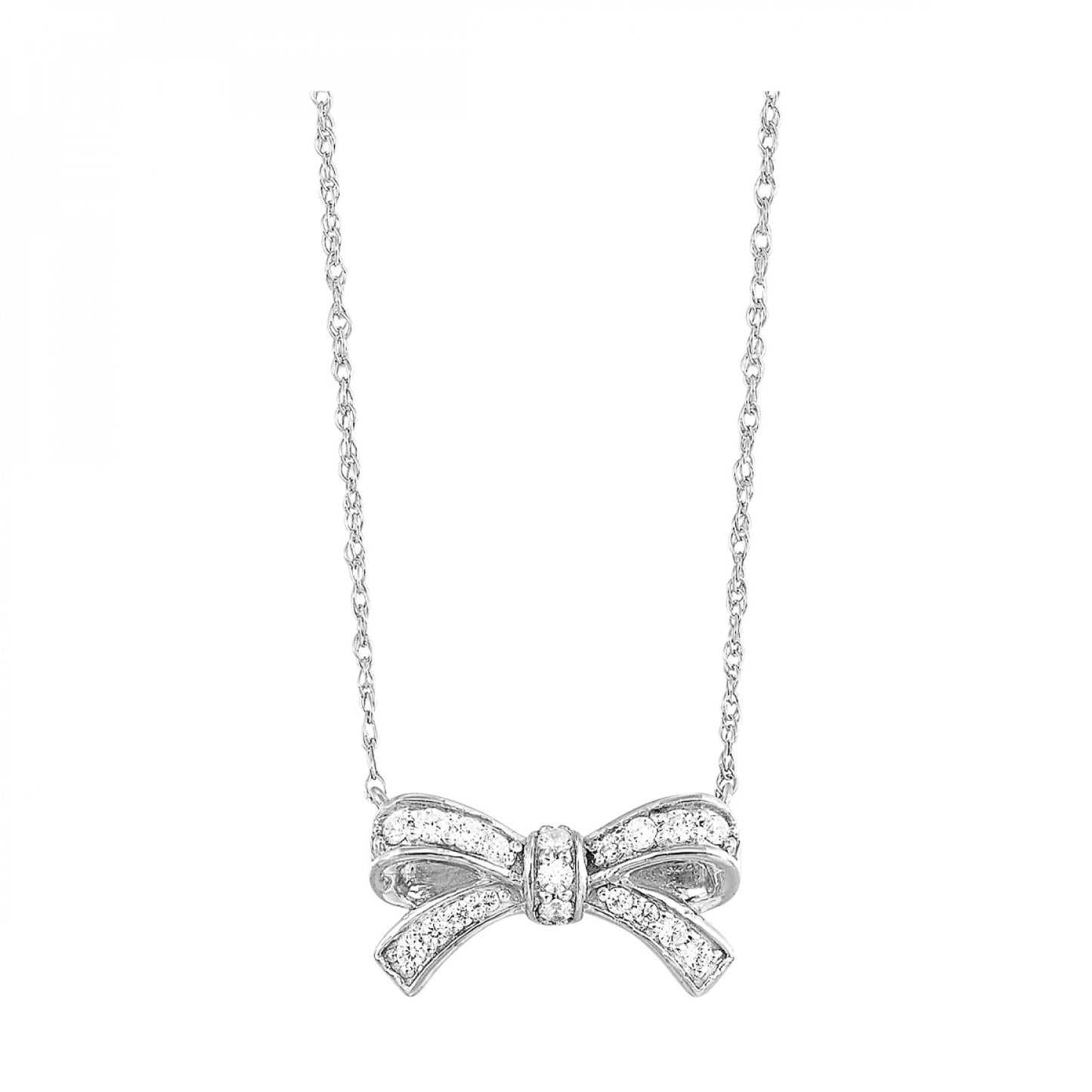 White Gold Diamond Bow Necklace