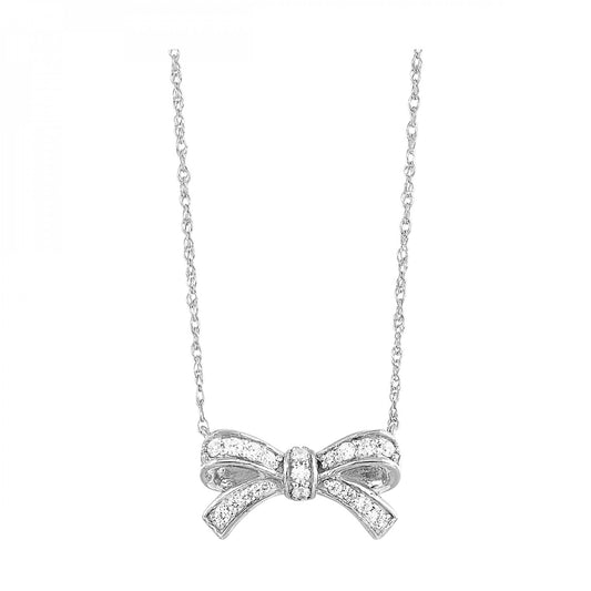White Gold Diamond Bow Necklace
