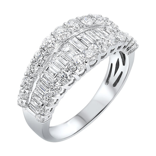 14KT White Gold & Diamond Baguettes Fashion Ring - 1 ctw