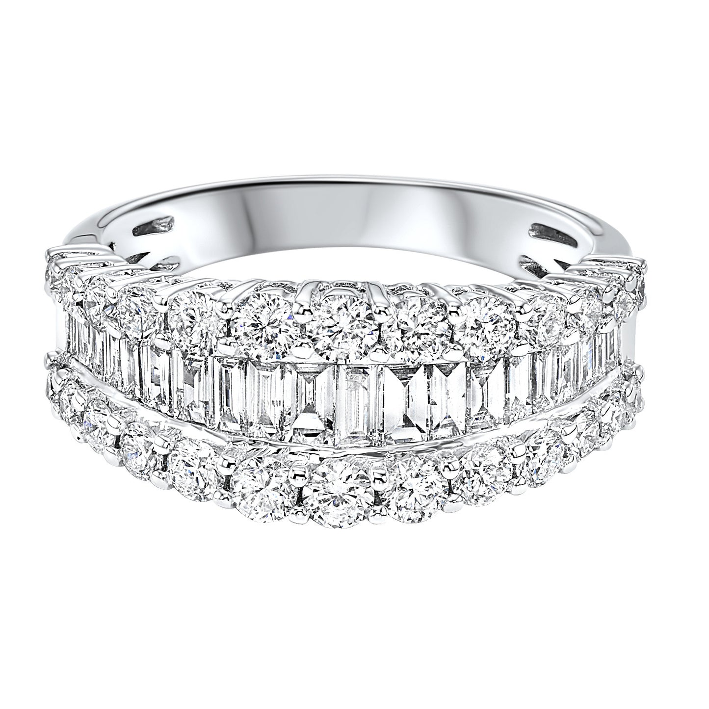 14KT White Gold & Diamond Baguettes Fashion Ring - 1 ctw