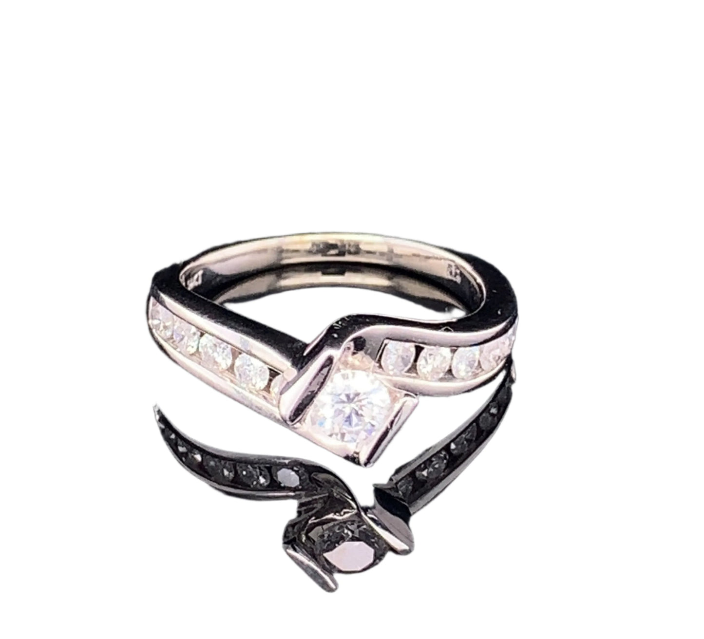 Vintage 14KT solid White Gold diamond engagement ring