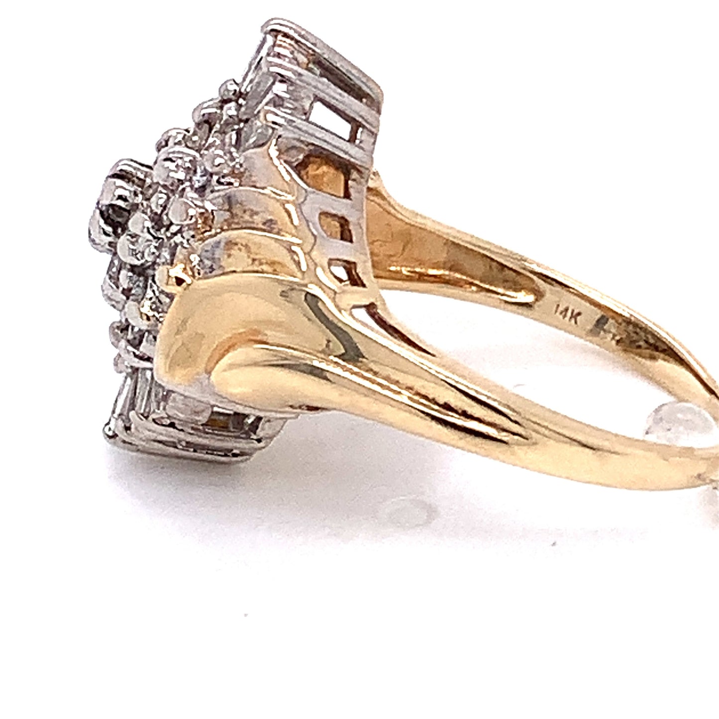 14KT solid Yellow Gold Ring Diamond Cluster