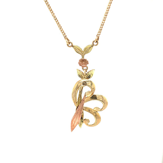10KT solid gold Tri Color Antique Necklace