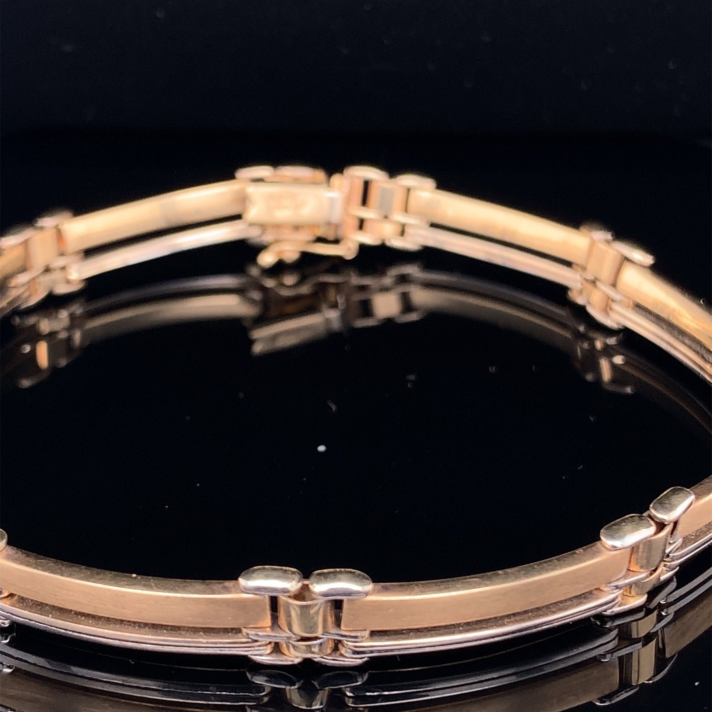 14KT Solid Gold Two Tone Bracelet 8" Straight Bars