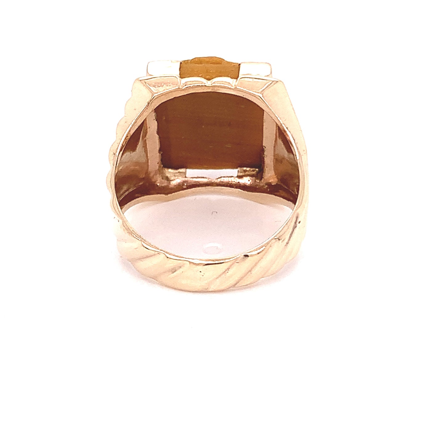 10KT Yellow solid Gold Ring  vintage Carved Tiger Eye