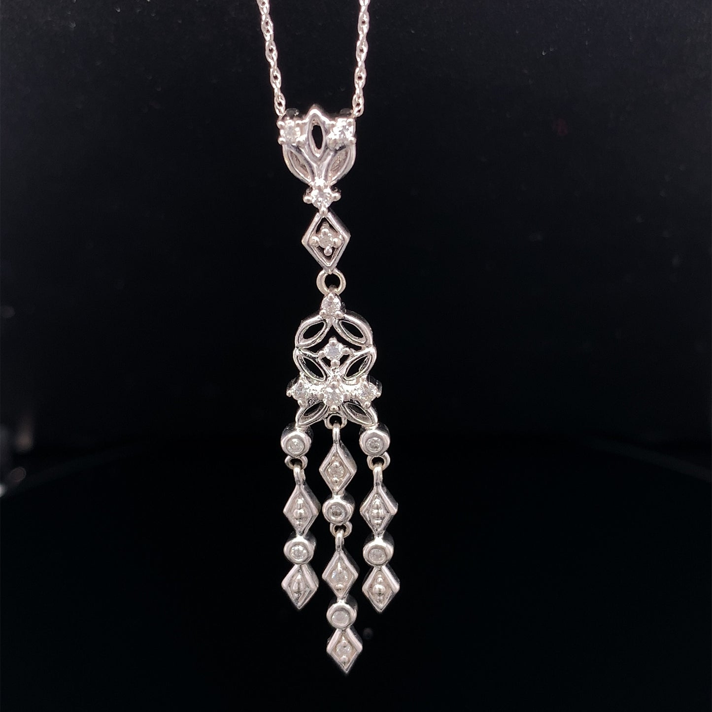 10KT solid White Gold Diamond Pend