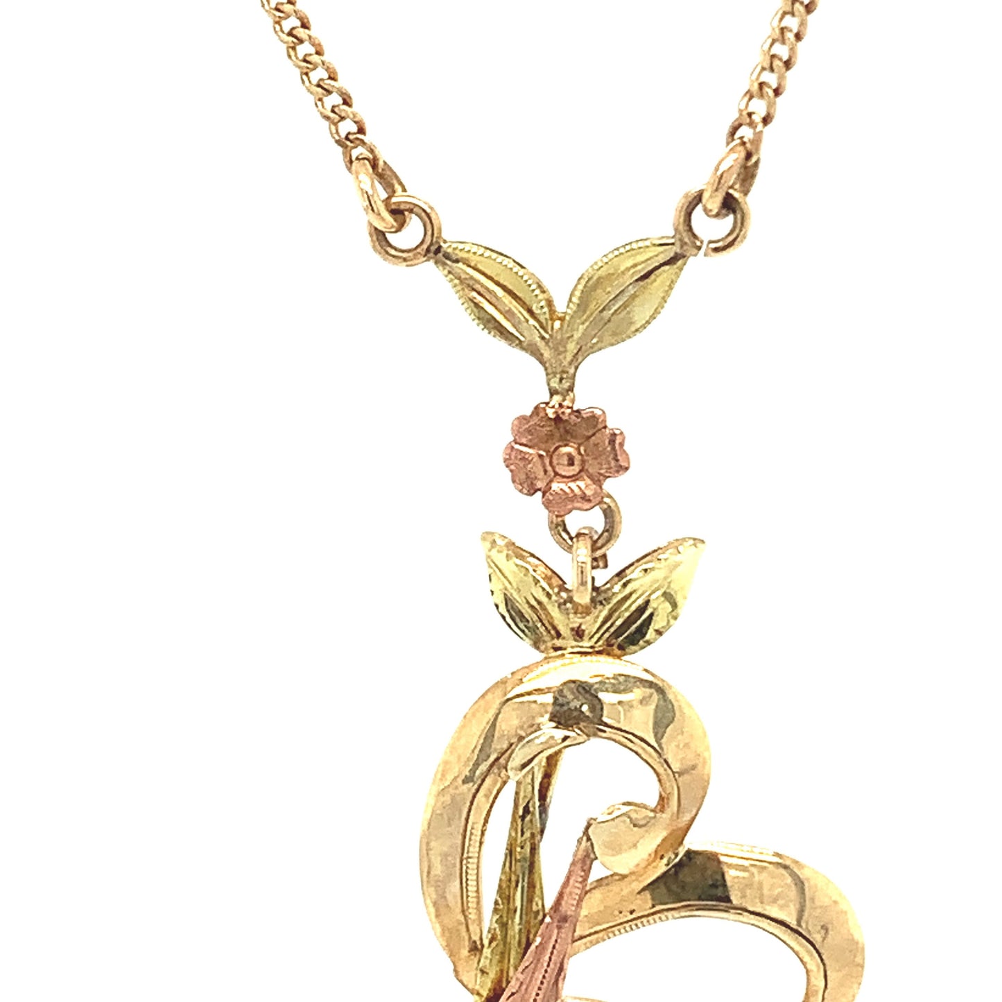 10KT solid gold Tri Color Antique Necklace