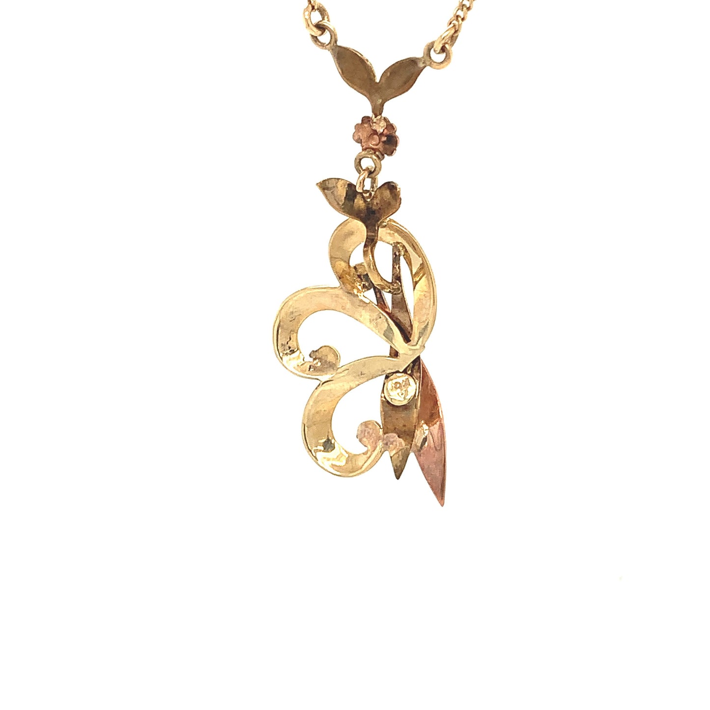 10KT solid gold Tri Color Antique Necklace