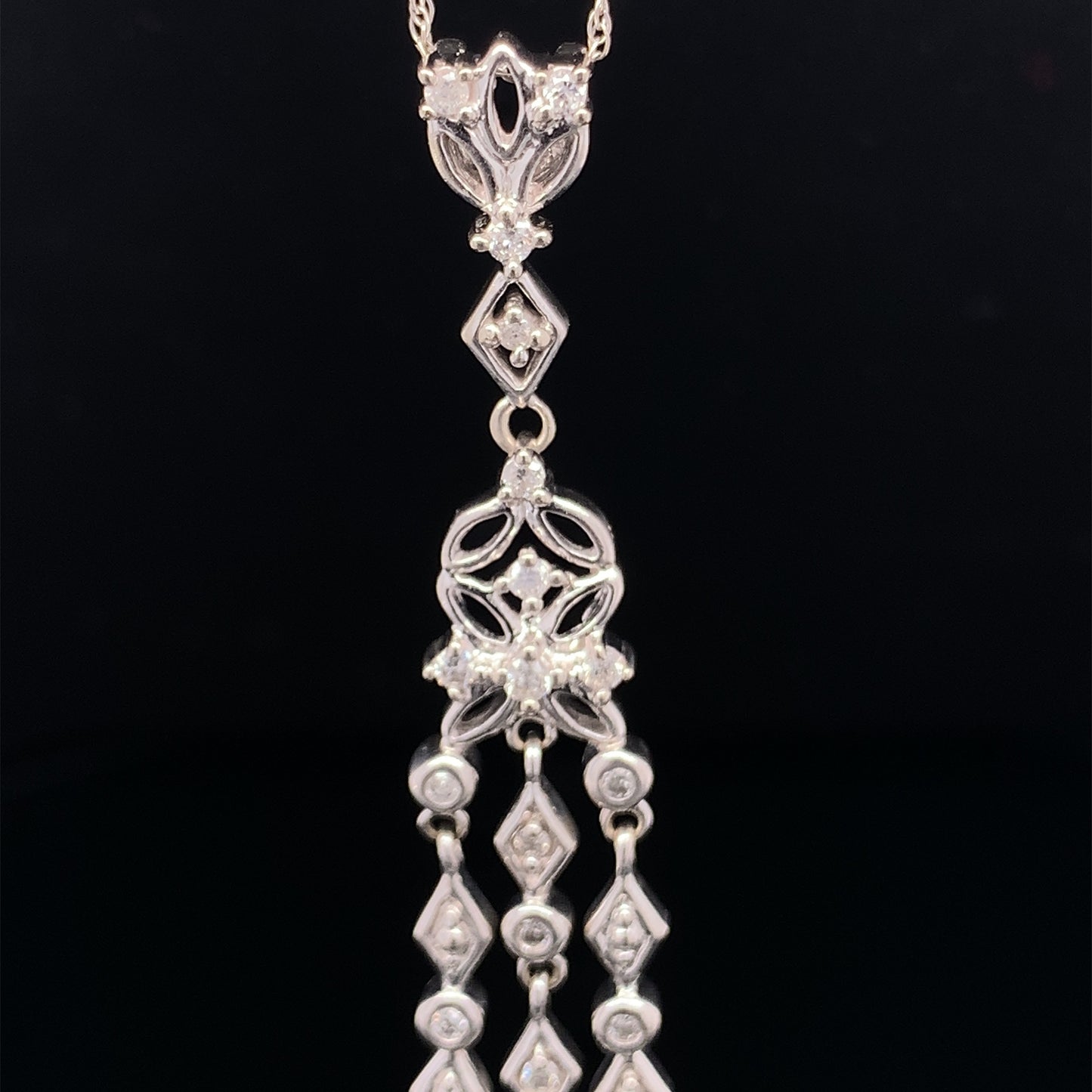 10KT solid White Gold Diamond Pend