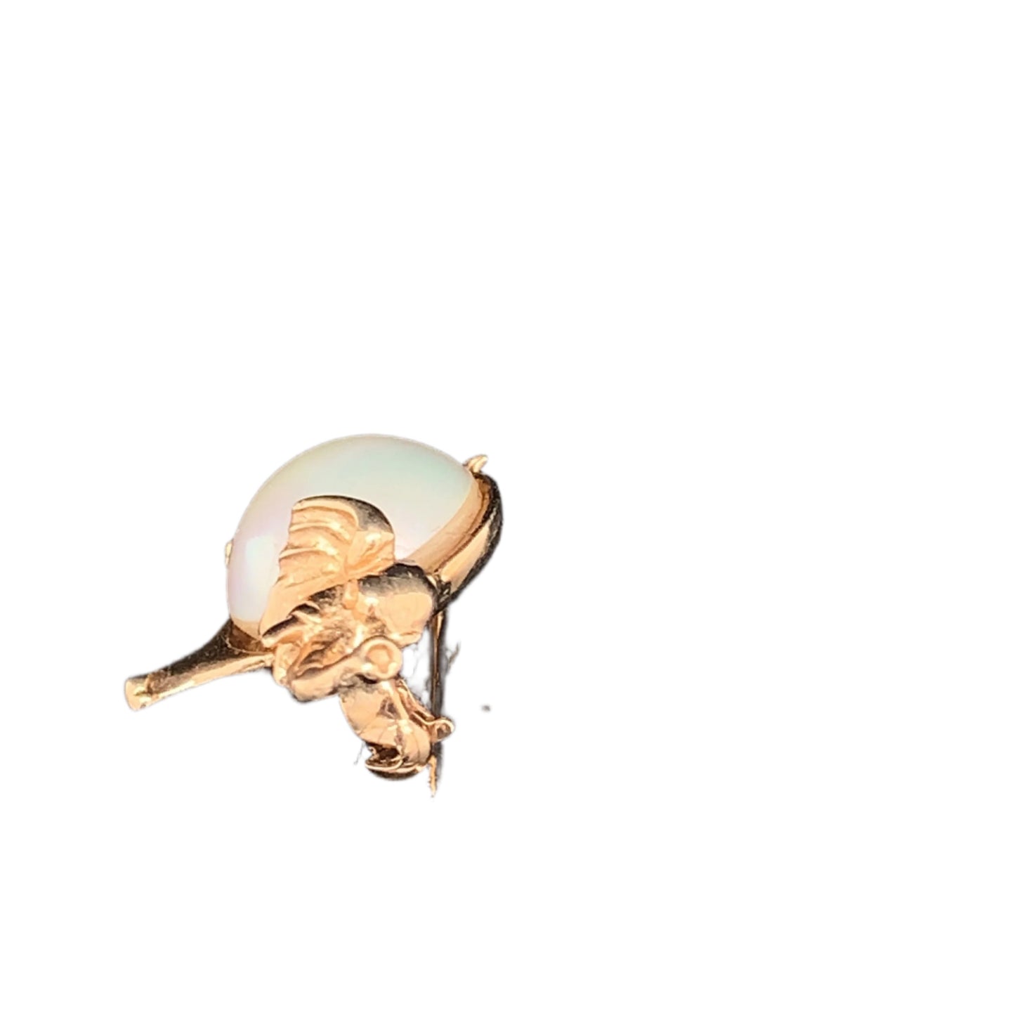 14KT solid Yellow Gold Elephant Pin Mother of Pearl