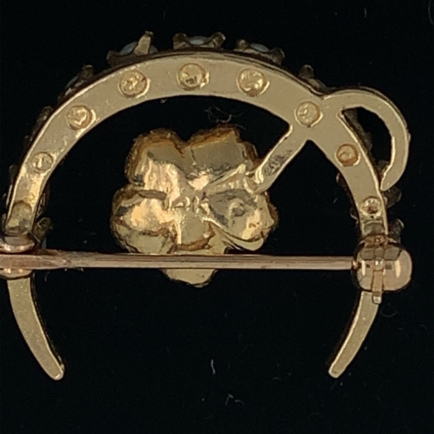 14kt solid Yellow Gold Antique Honeymoon Brooch with 10 Pearls