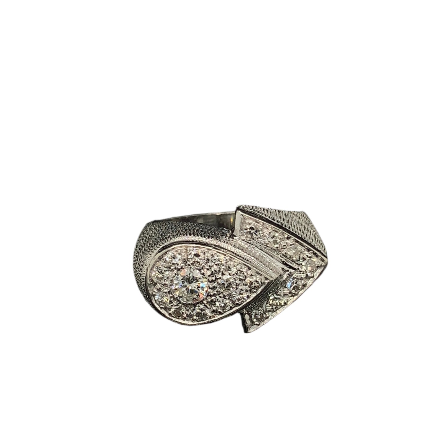 14kt solid White Gold Pave Set Ring