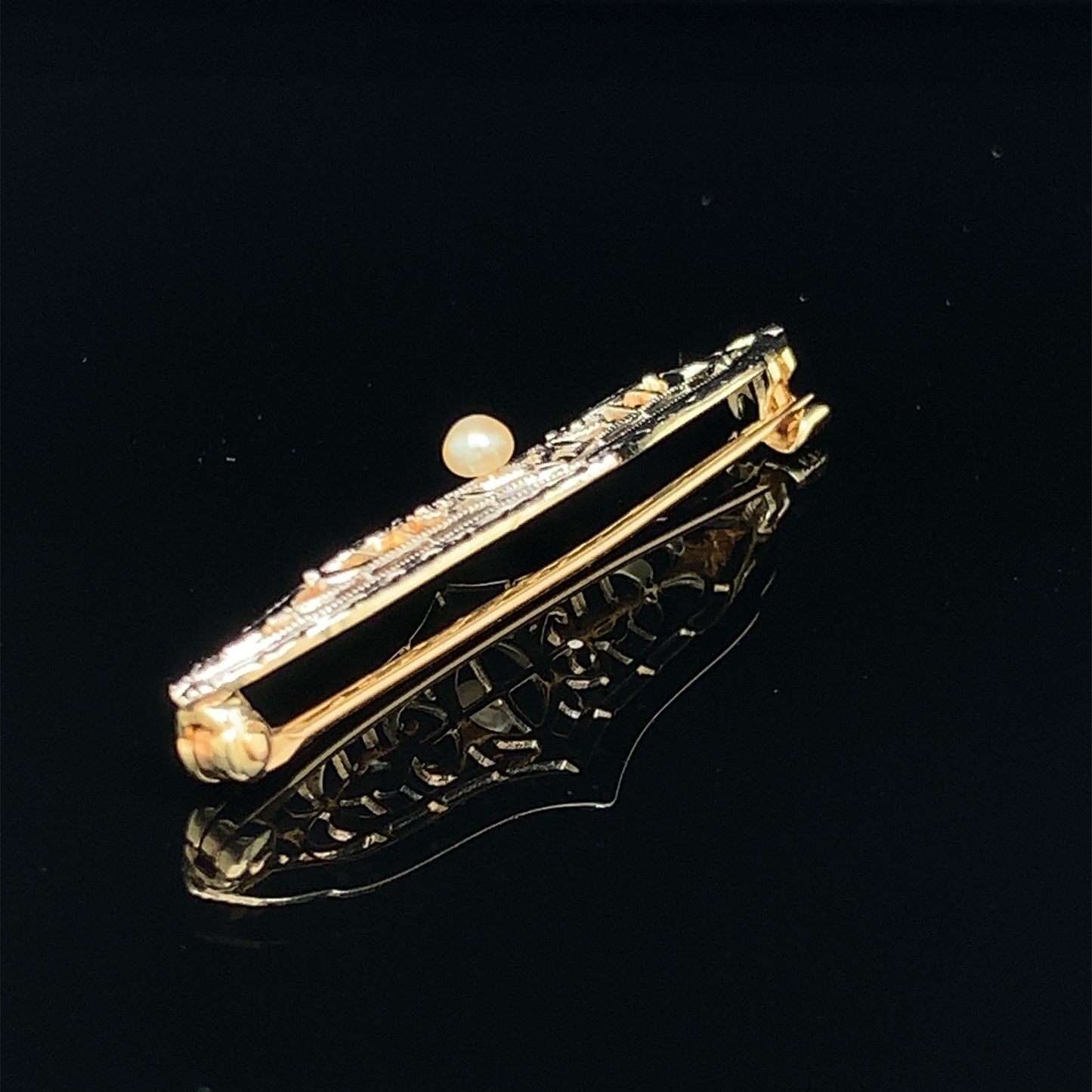 14kt Yellow Gold Antique Filigree Pin