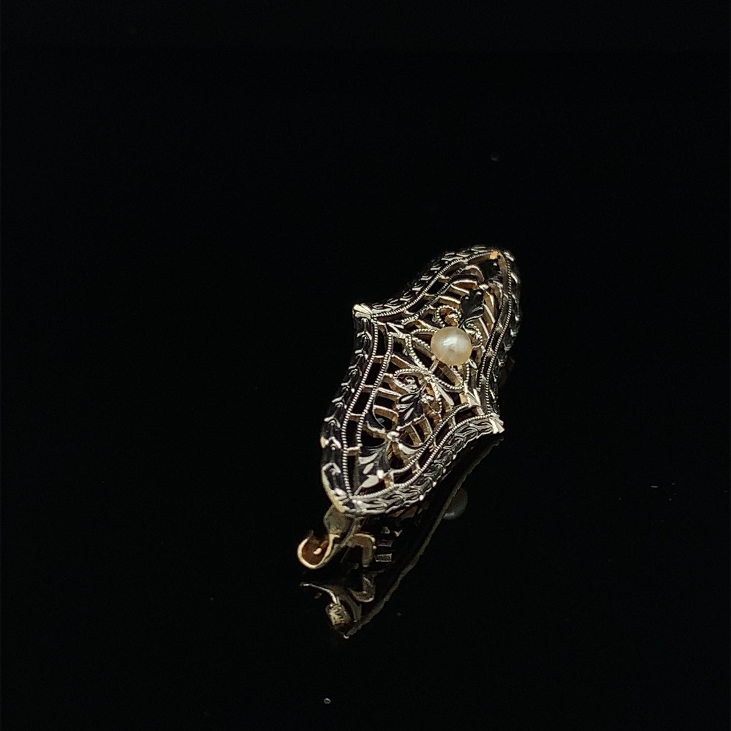 14kt Yellow Gold Antique Filigree Pin