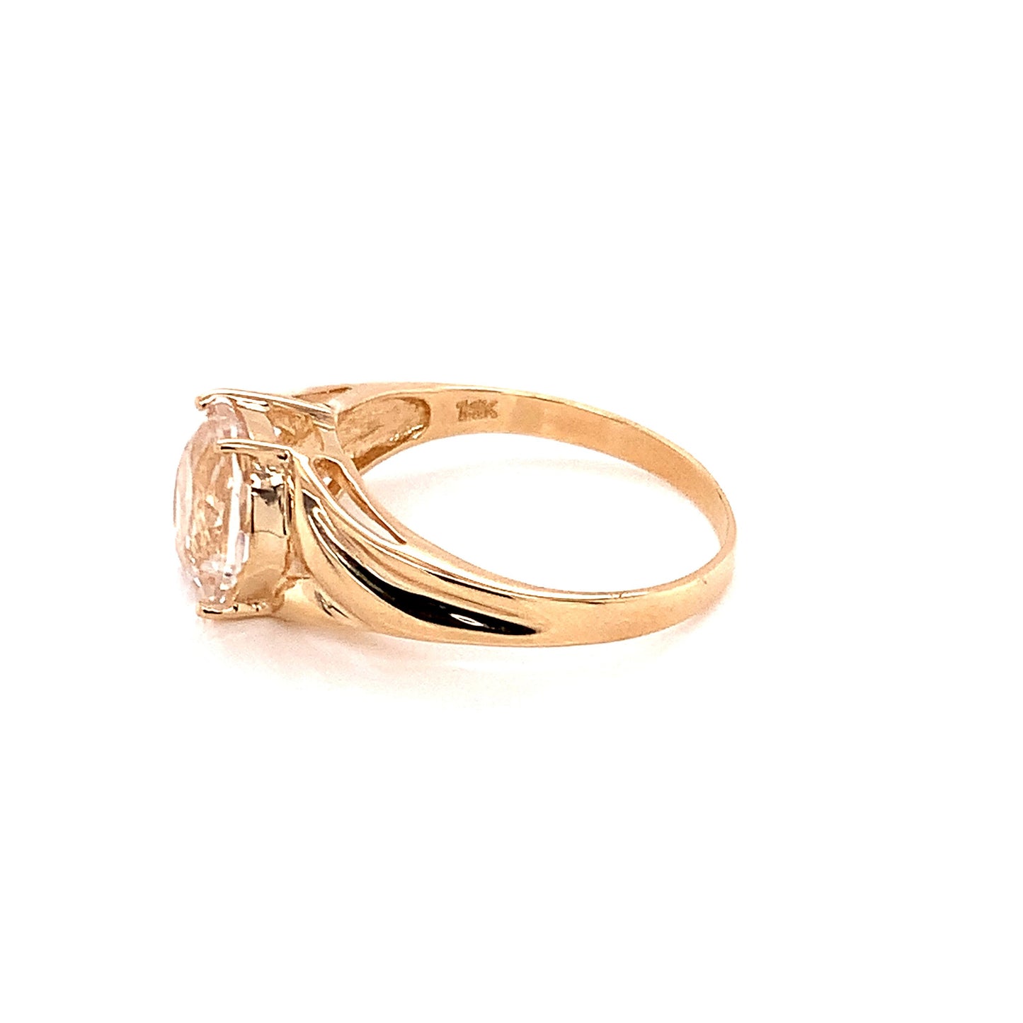 14KT Solid Yellow Gold Ring with 10MM White Zircon Stone