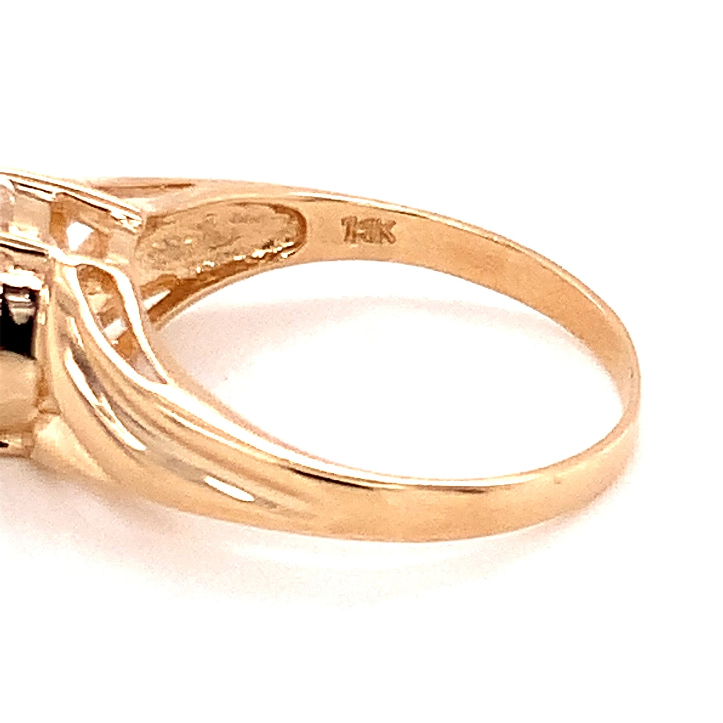 14KT Solid Yellow Gold Ring with 10MM White Zircon Stone