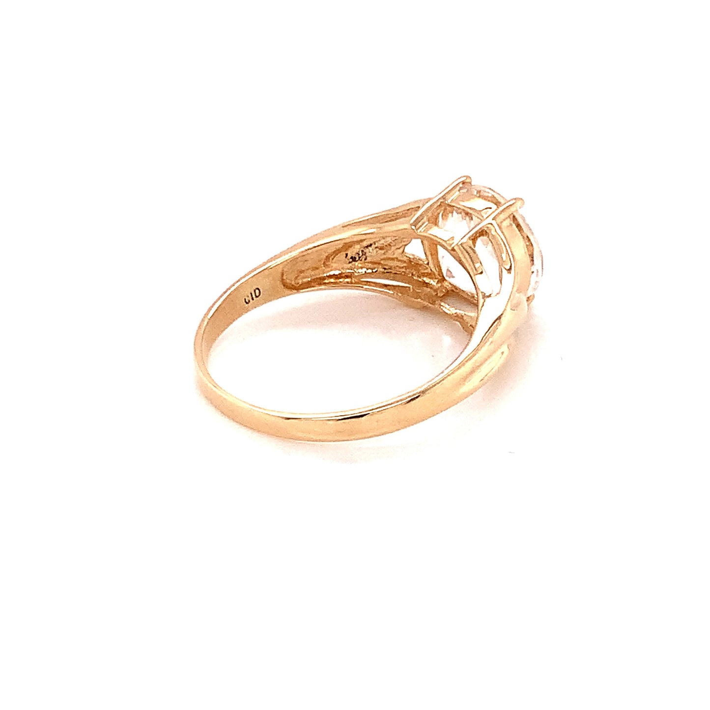 14KT Solid Yellow Gold Ring with 10MM White Zircon Stone