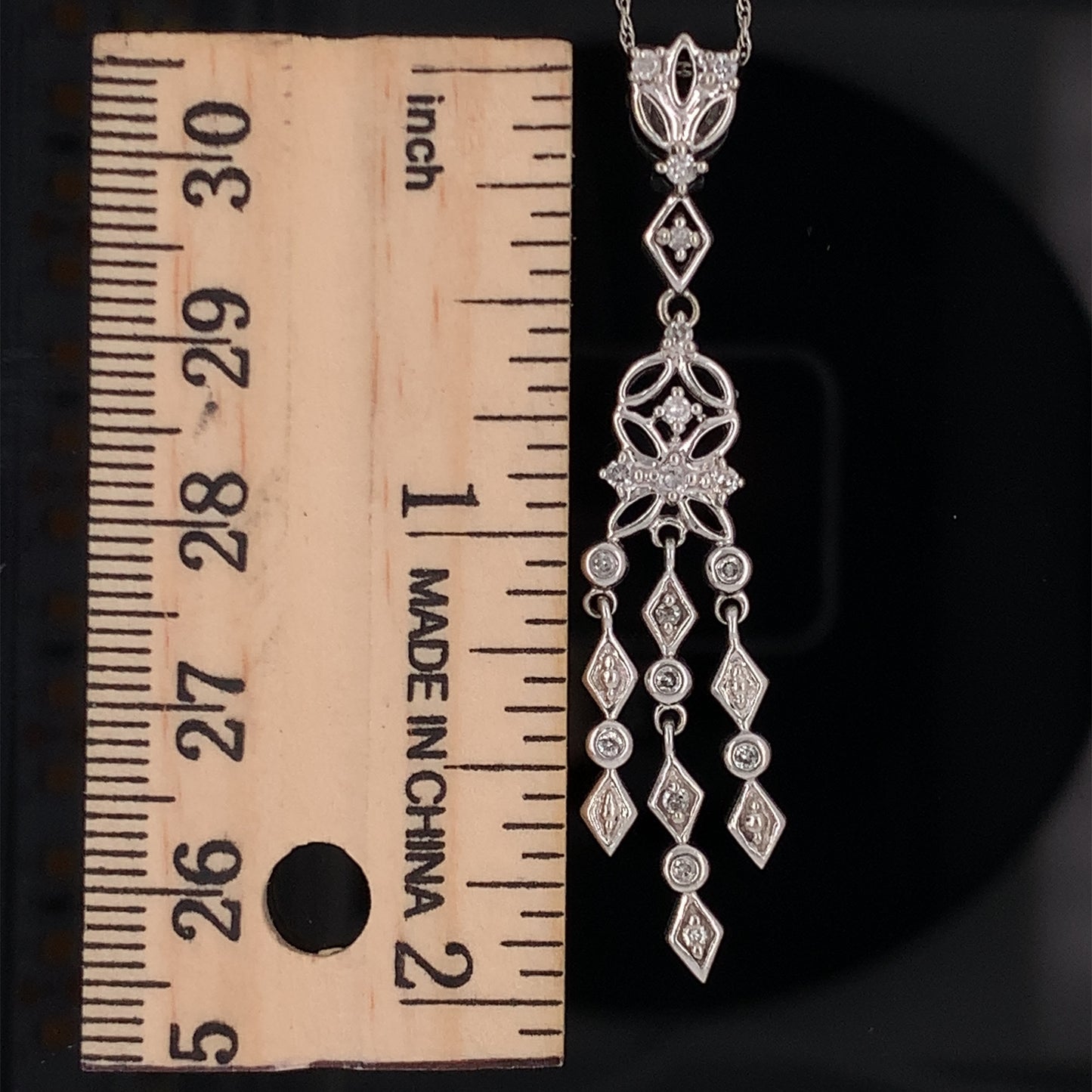 10KT solid White Gold Diamond Pend