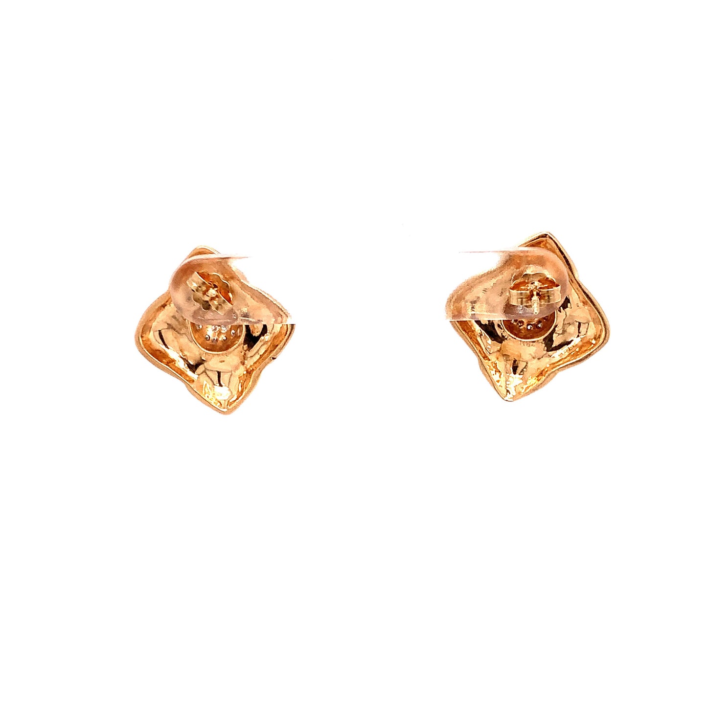 14KT Solid Gold Earrings with Pave Diamonds