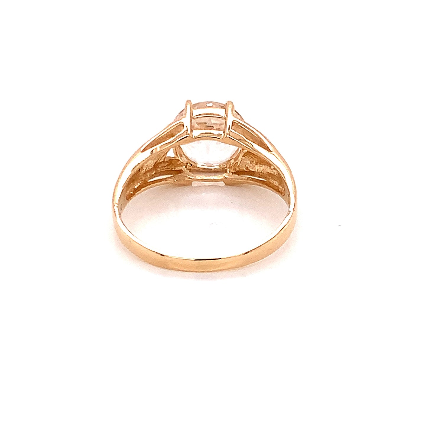 14KT Solid Yellow Gold Ring with 10MM White Zircon Stone