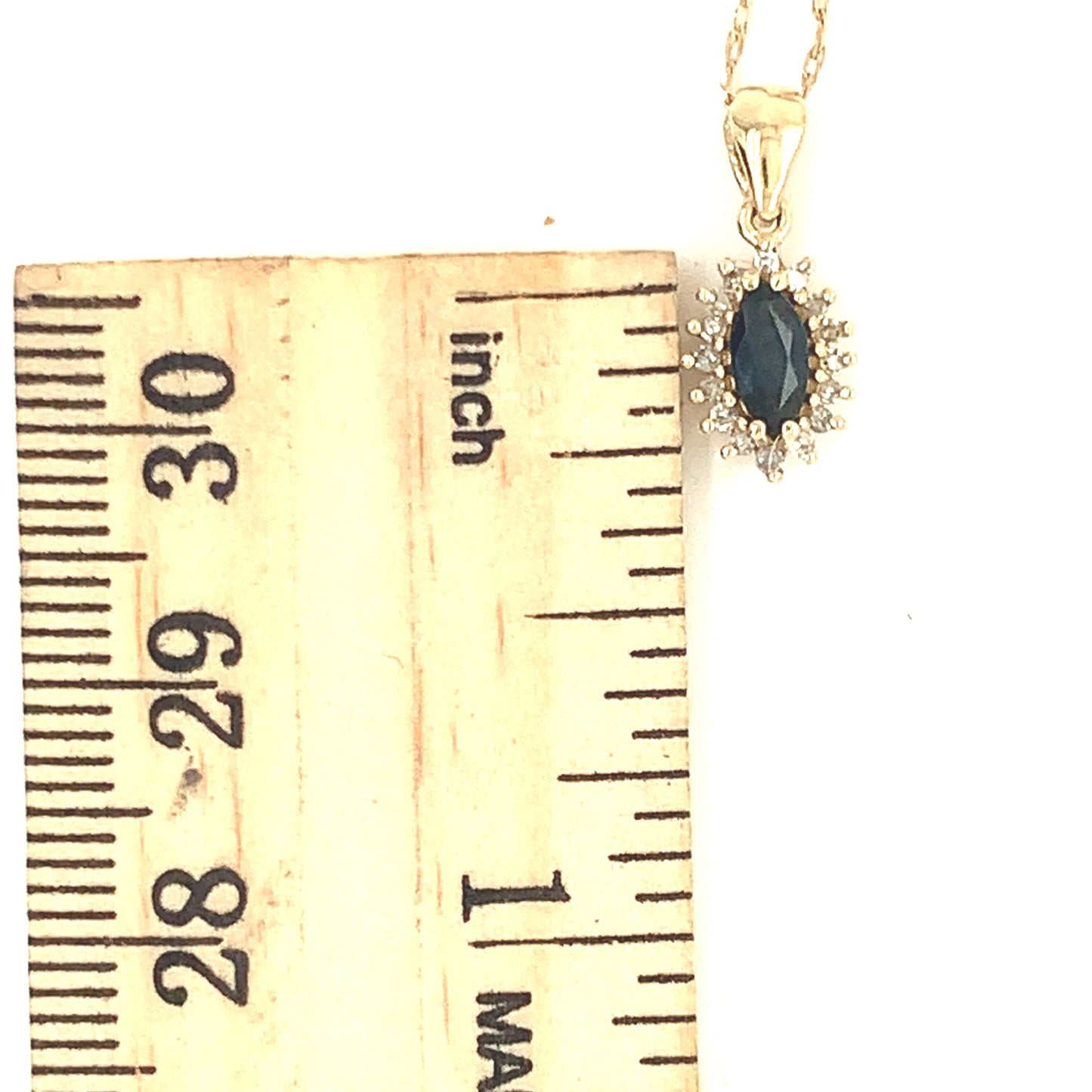 14kt solid Yellow Gold Sapphire Pendant with Diamonds