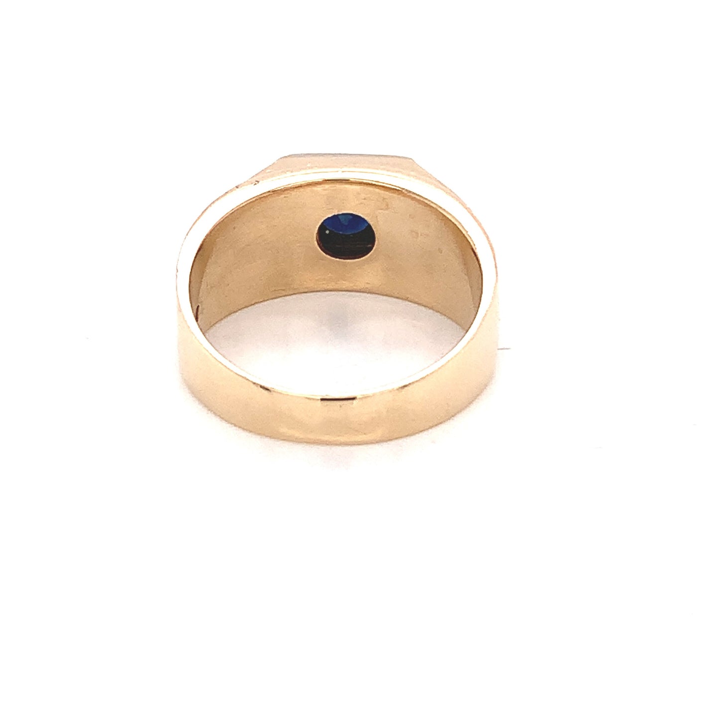 14KT solid Yellow Gold Men's Sapphire and Diamond Ring