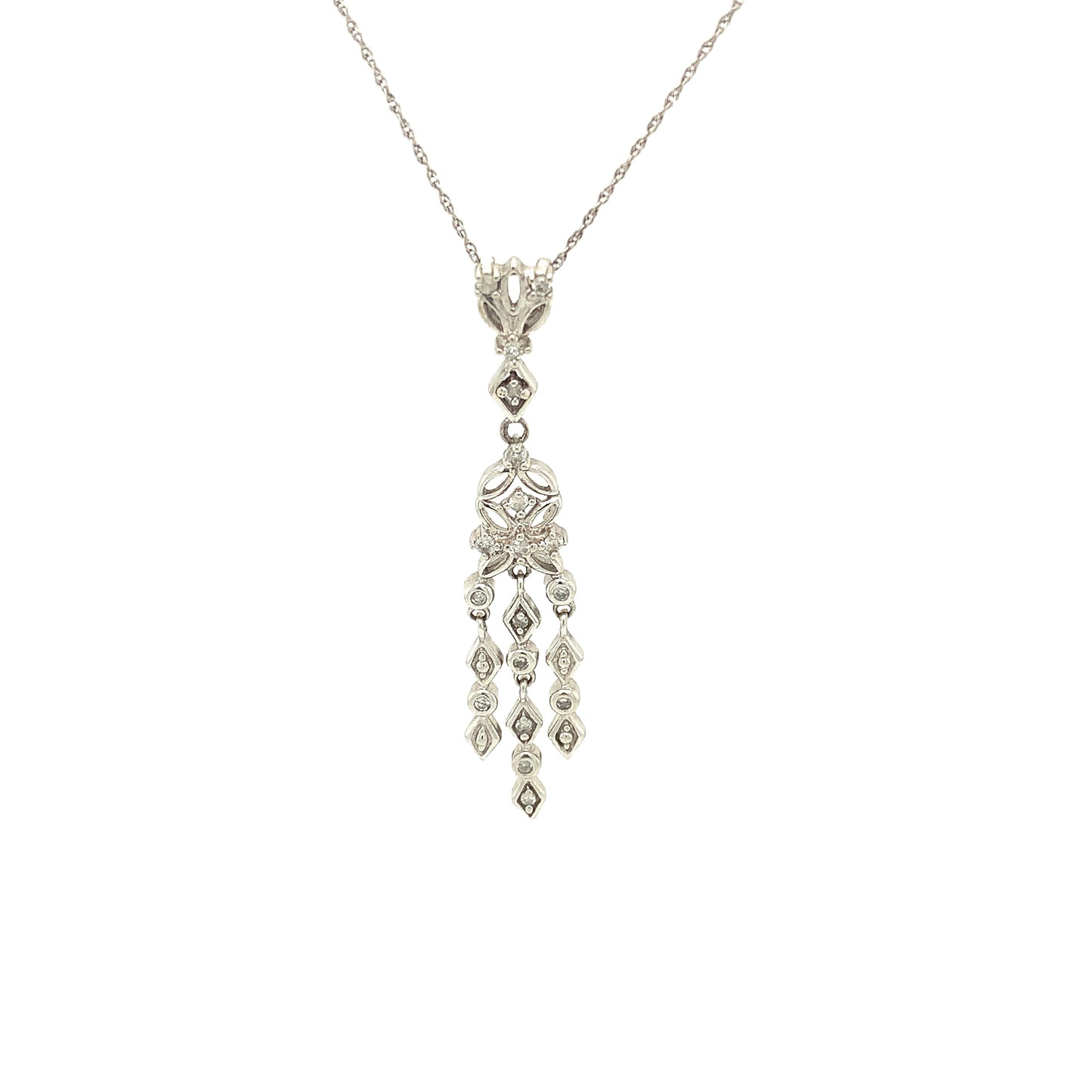 10KT solid White Gold Diamond Pend