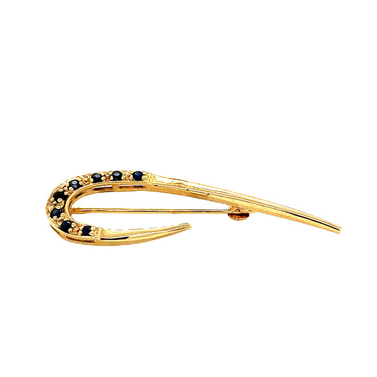 14kt Yellow Gold Pin with Genuine Sapphires