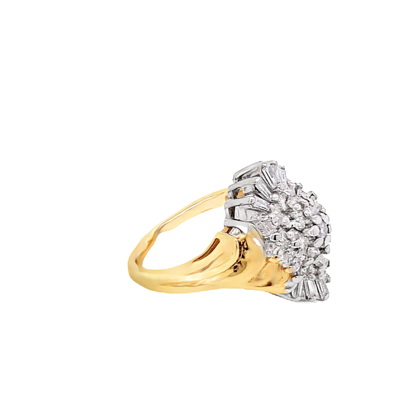 14KT solid Yellow Gold Ring Diamond Cluster