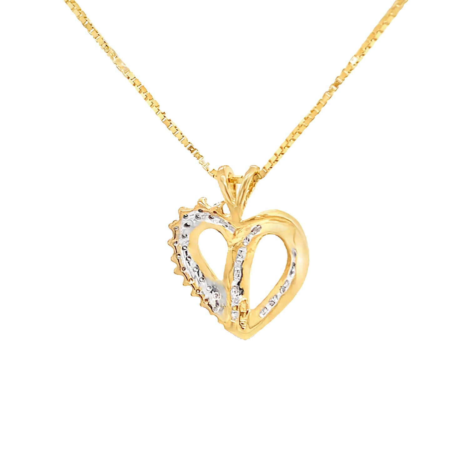 10kt Solid Yellow Gold Heart with Diamonds