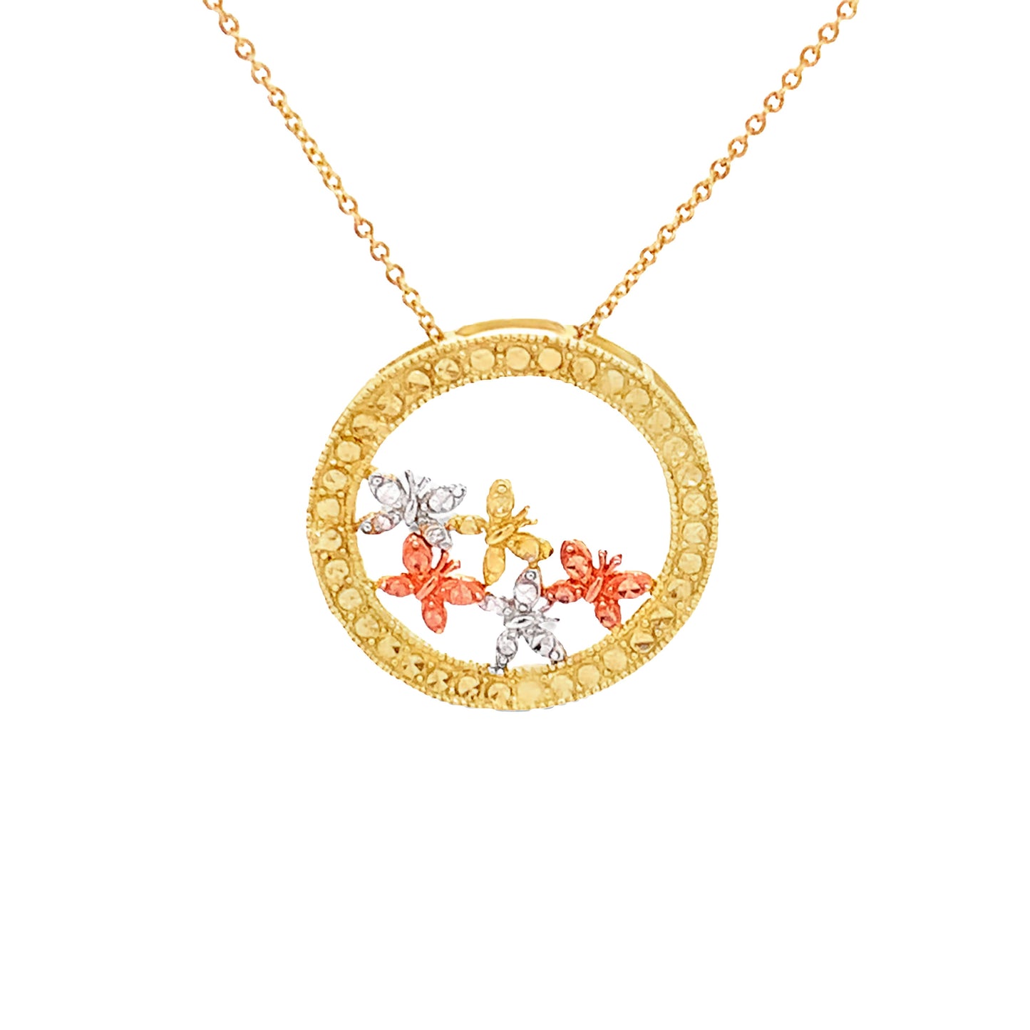 10kt solid gold Tri-Color Butterfly Pendant