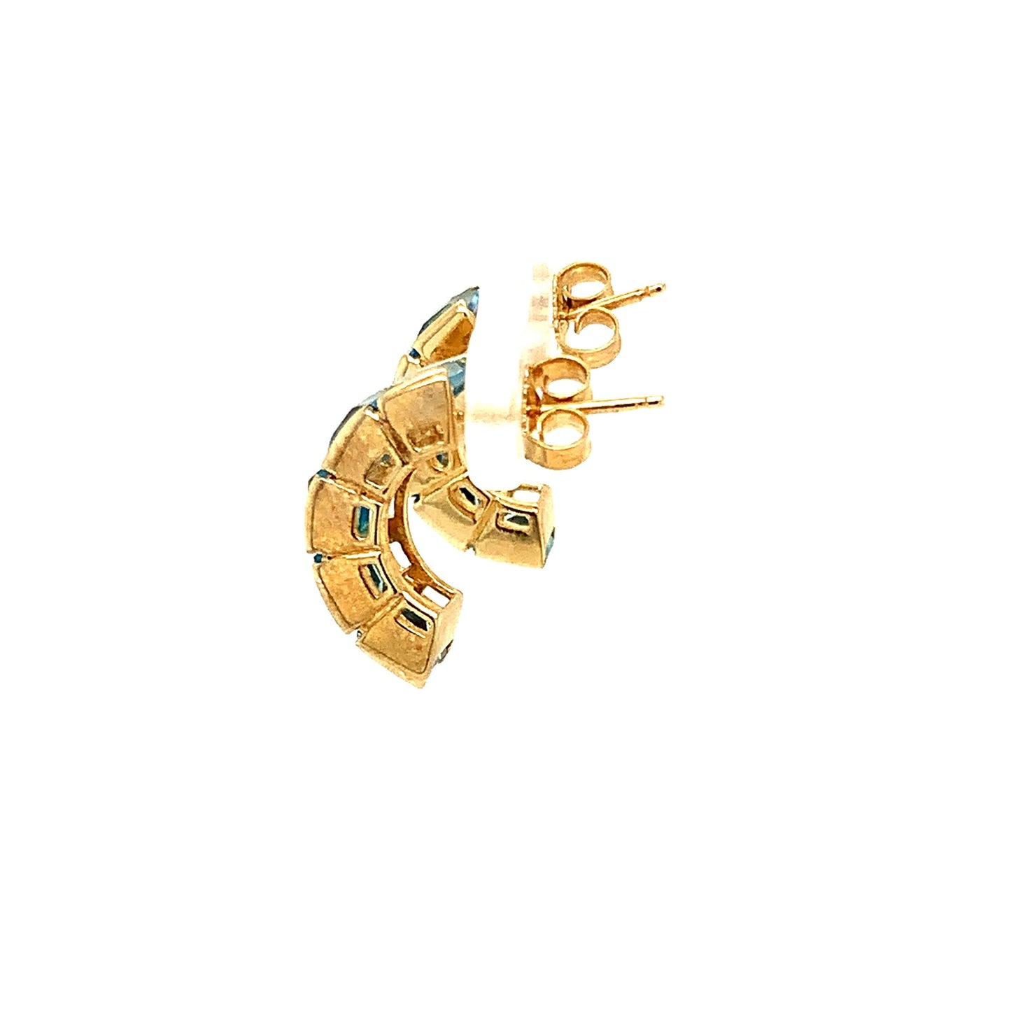 14KT Yellow  solid Gold Blue Topaz Earrings