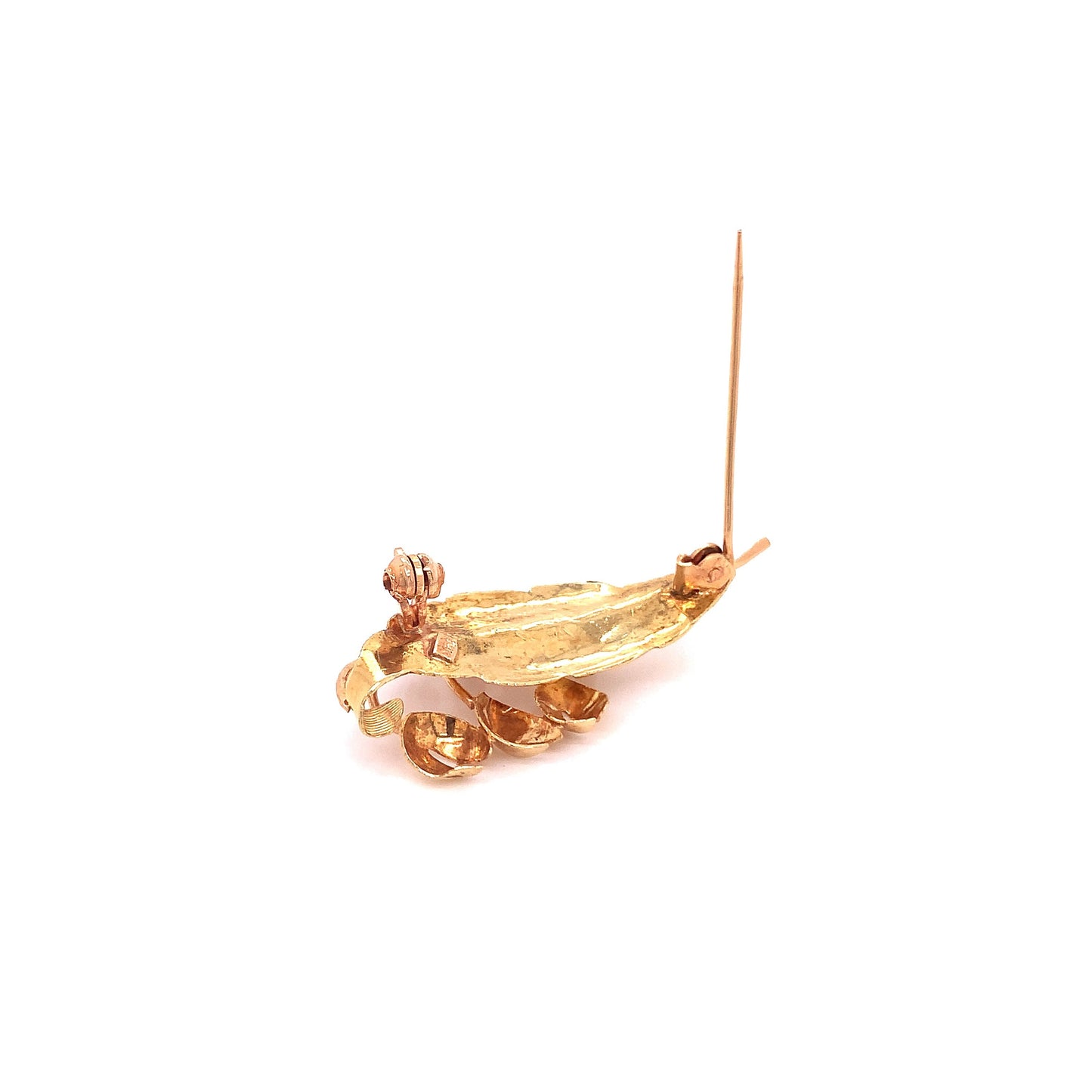 18kt Solid Yellow Gold Red stone Pin