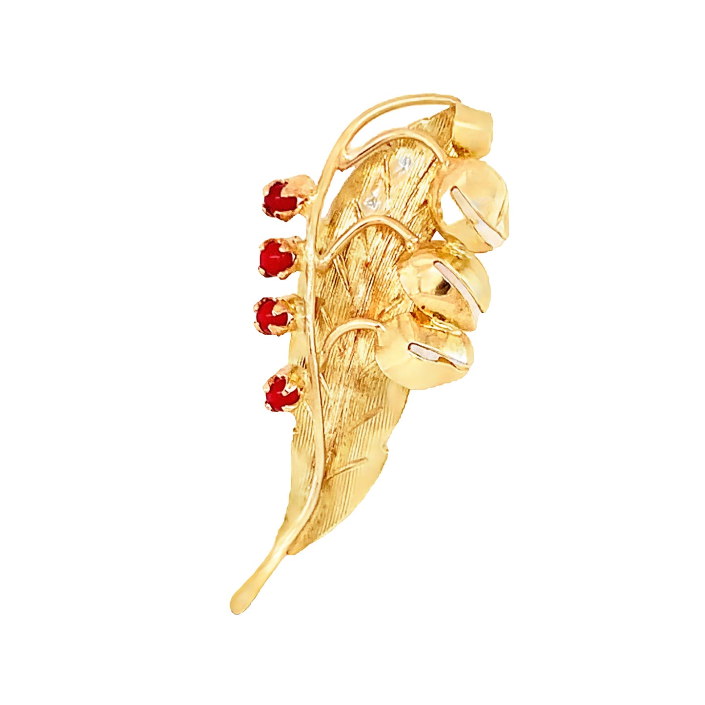18kt Solid Yellow Gold Red stone Pin